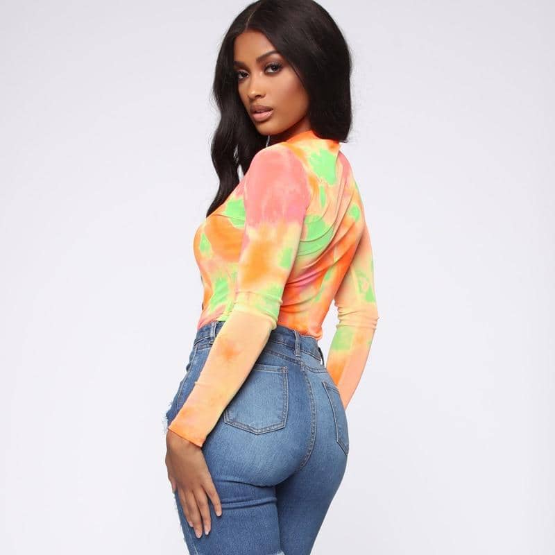 Long Sleeve Rainbow Tie Dye Bodysuit