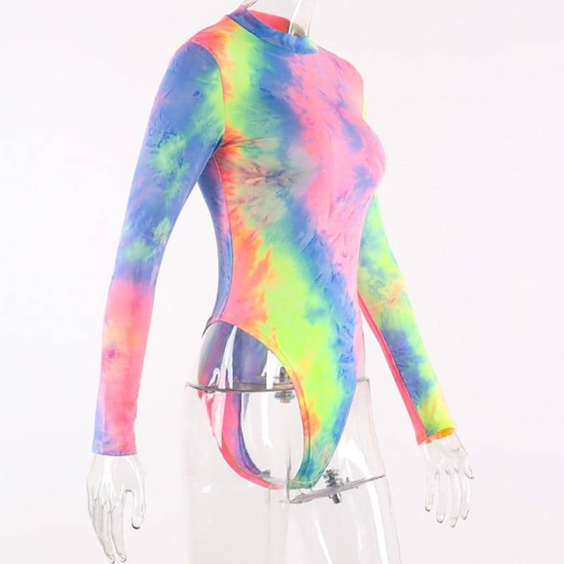 Long Sleeve Rainbow Tie Dye Bodysuit