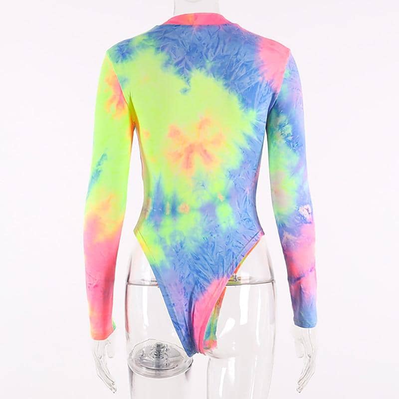 Long Sleeve Rainbow Tie Dye Bodysuit
