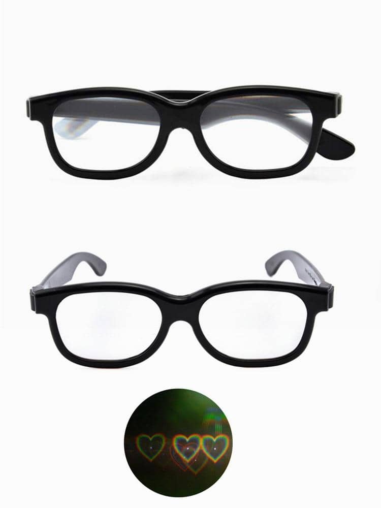 Clear Lensed Heart Diffraction Glasses-Head Gear