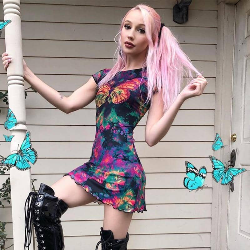 Tie Dye Butterfly Print-Festival Wear