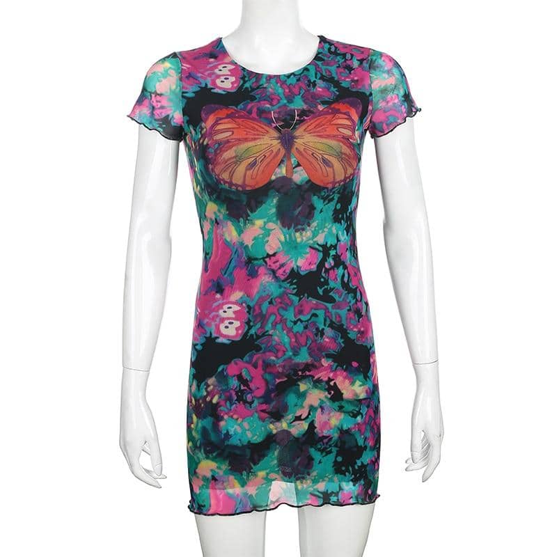 Tie Dye Butterfly Print-Festival Wear