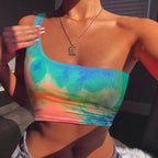 Tie Dye One Shoulder Crop Top-Festival Wear
