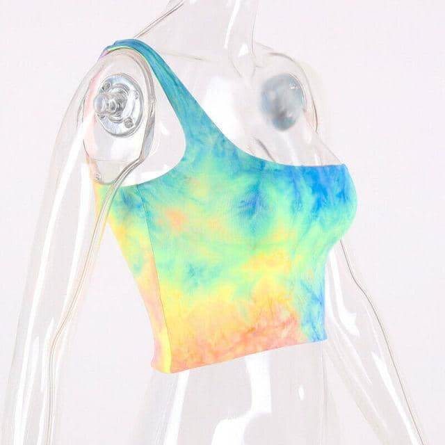 Tie Dye One Shoulder Crop Top-Festival Wear