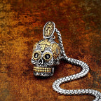 Sterling Silver Día de Muertos Skull Necklace-Jewelry