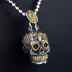 Sterling Silver Día de Muertos Skull Necklace-Jewelry