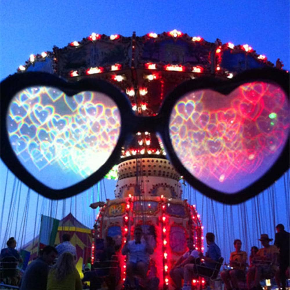 Clear Lensed Heart Diffraction Glasses-Head Gear