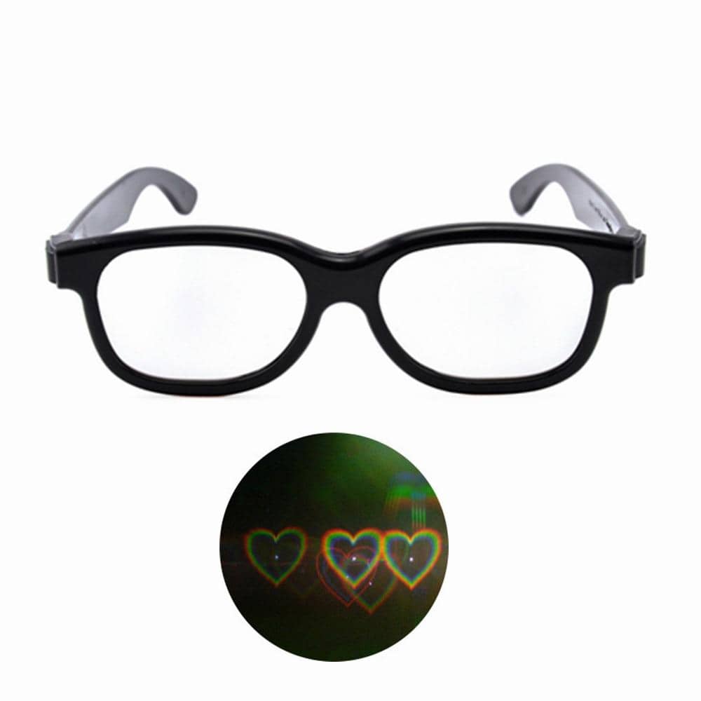 Clear Lensed Heart Diffraction Glasses-Head Gear