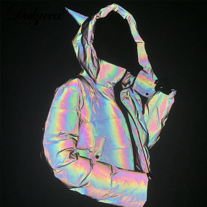 Rainbow Reflective Devil Ear Jacket-Jackets