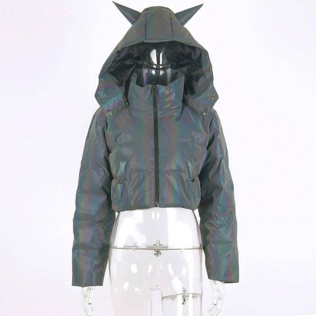 Rainbow Reflective Devil Ear Jacket-Jackets