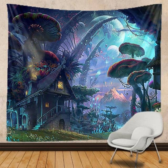 Mushroom Neighborhood Planet Tapestry-Decorative Tapestries