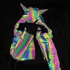 Rainbow Reflective Devil Ear Jacket-Jackets