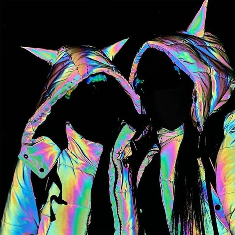 Rainbow Reflective Devil Ear Jacket-Jackets