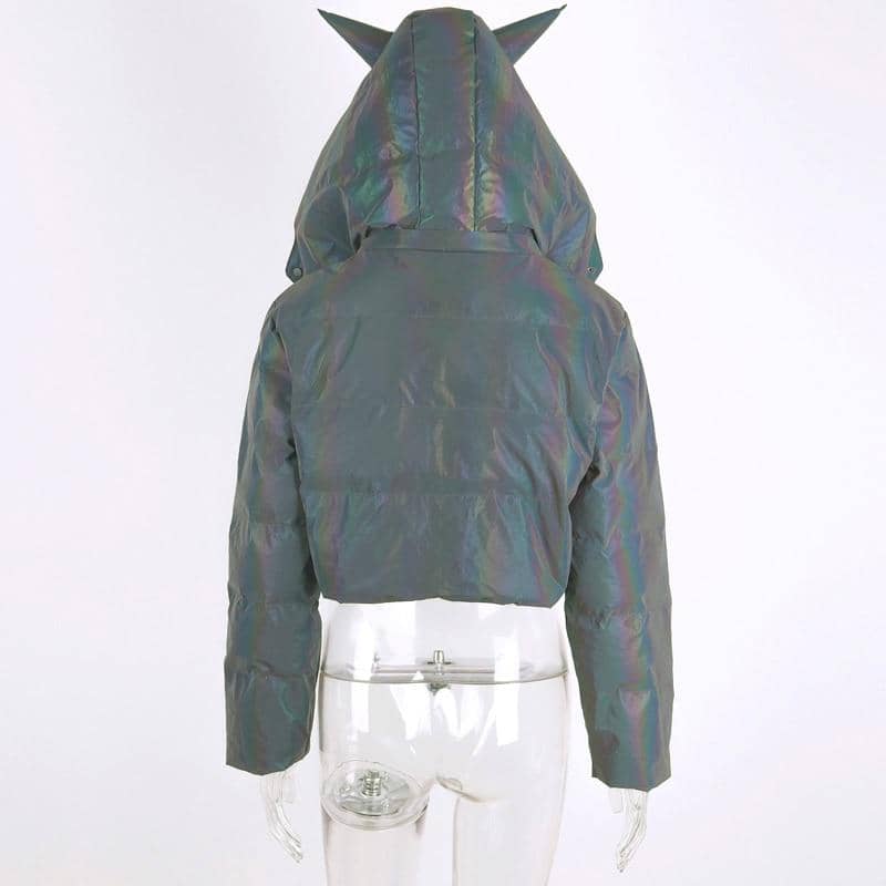 Rainbow Reflective Devil Ear Jacket-Jackets
