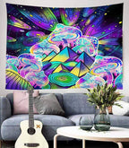 Psychedelic Mushroom Pyramid Tapestry-