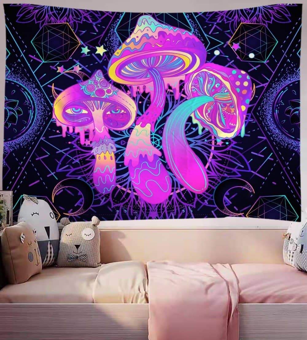 Purple Psychedelic Mushroom Tapestry 2-Decorative Tapestries