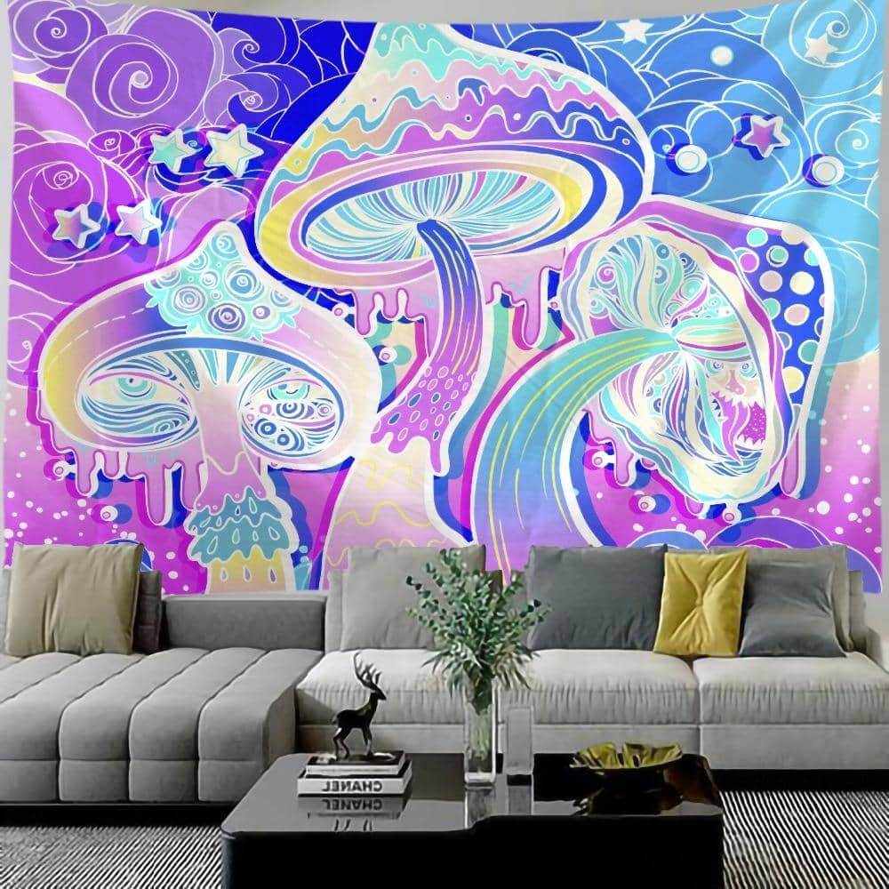 Pastel Psychedelic Mushroom Tapestry-