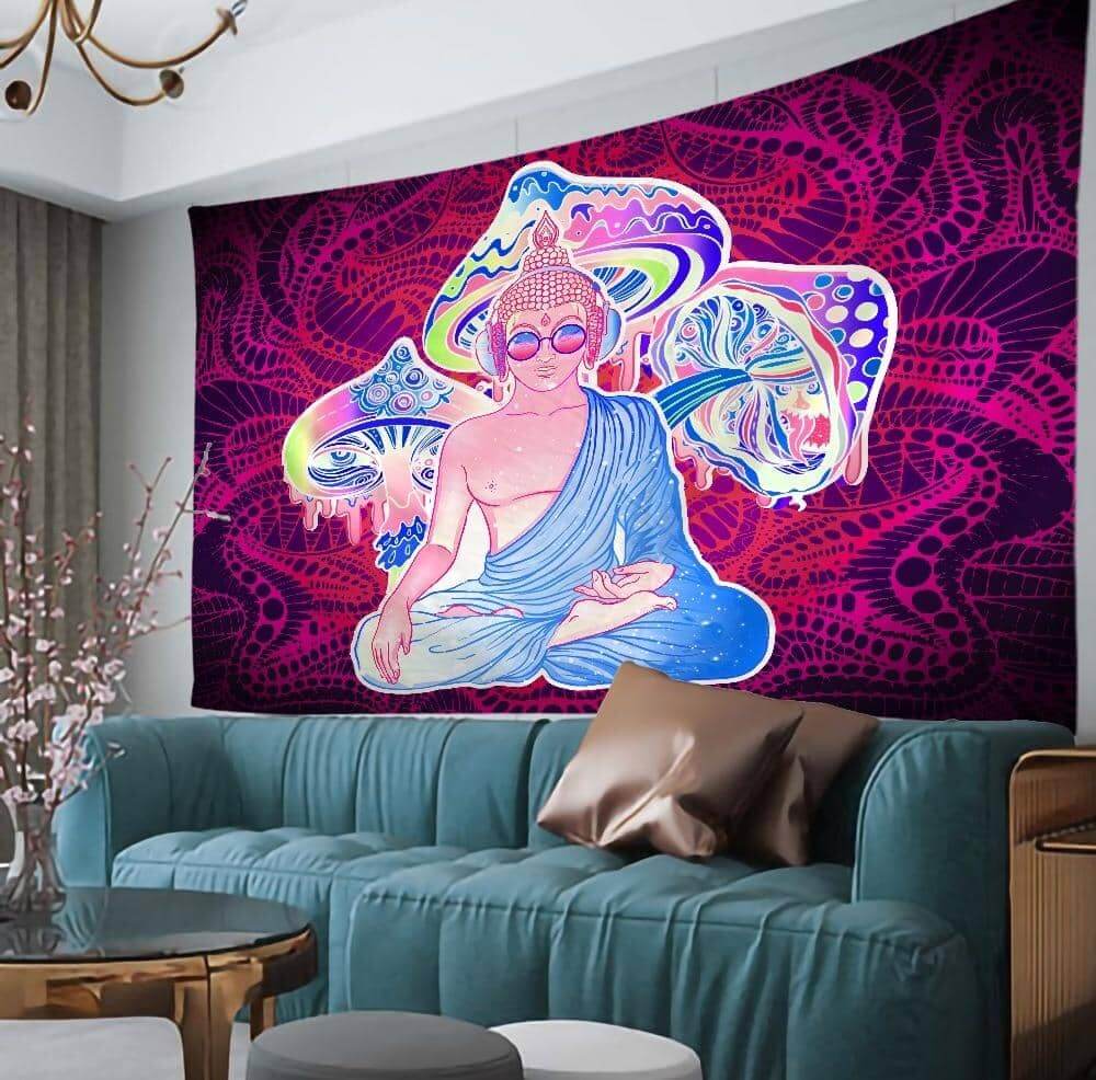 Psychedelic Meditating DJ Buddha Tapestry-