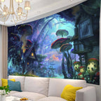 Mushroom Neighborhood Planet Tapestry-Decorative Tapestries