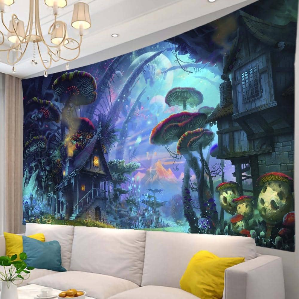 Mushroom Neighborhood Planet Tapestry-Decorative Tapestries