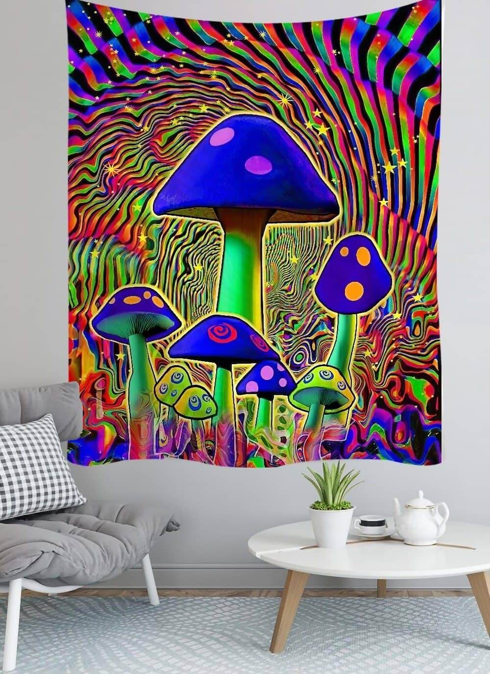 Purple Psychedelic Mushroom Tapestry-Decorative Tapestries
