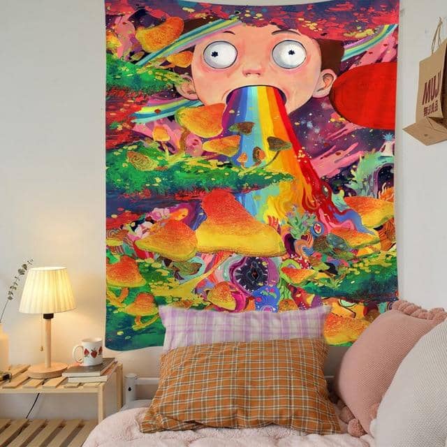 Psychedelic Rainbow Vomit Tapestry-