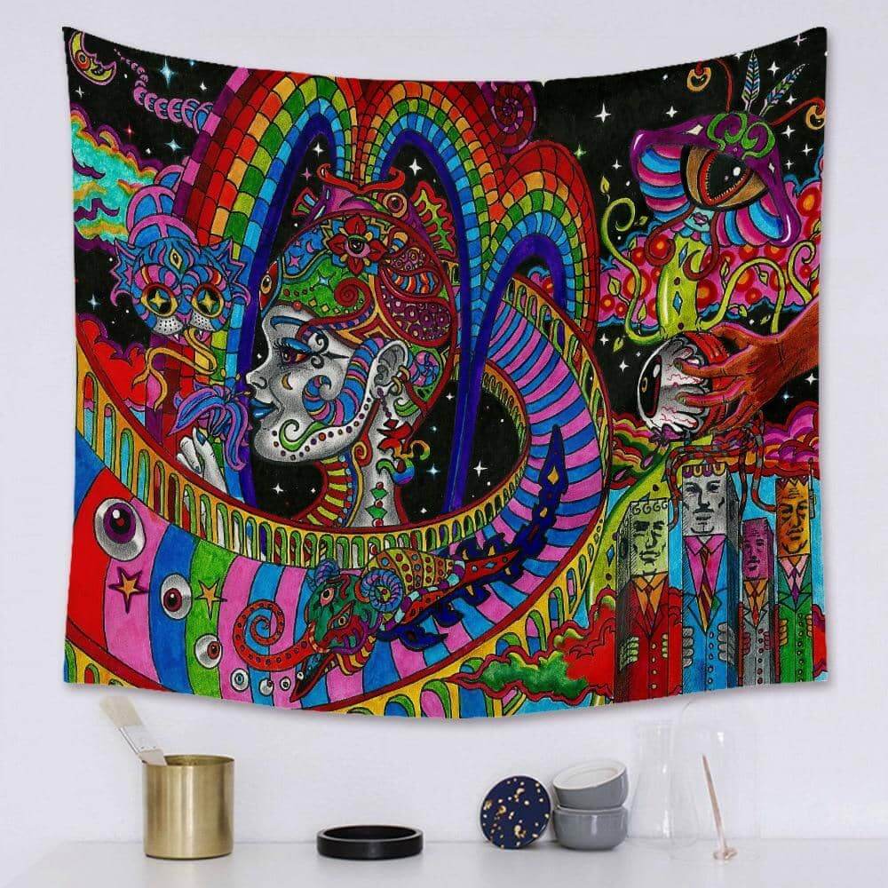 Psychedelic Space Road Tapestry-