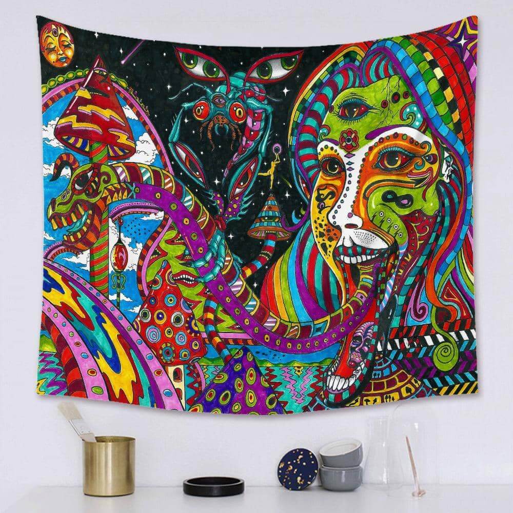 Psychedelic Snake Tongue Tapestry-Decorative Tapestries