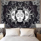 B&W Internal Moon of the Sun /w border Tapestry-Decorative Tapestries