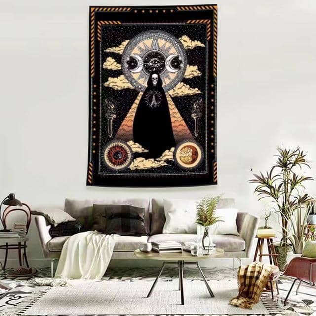 Sun & Moon Skeleton Tapestry-Decorative Tapestries