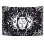B&W Internal Moon of the Sun /w border Tapestry-Decorative Tapestries