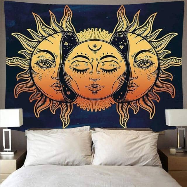 Internal Yellow Moon of the Sun Tapestry-Decorative Tapestries
