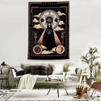 Sun & Moon Skeleton Tapestry-Decorative Tapestries