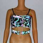 Reflective Rainbow Psychedelic Mushroom Crop Top-Festival Wear