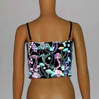 Reflective Rainbow Psychedelic Mushroom Crop Top-Festival Wear