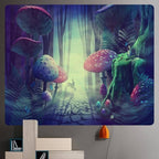 Rabbit in the Forest of Mushroom Tapestry-Decorative Tapestries