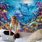 Under The Sea Dolphin Tapestry-Decorative Tapestries
