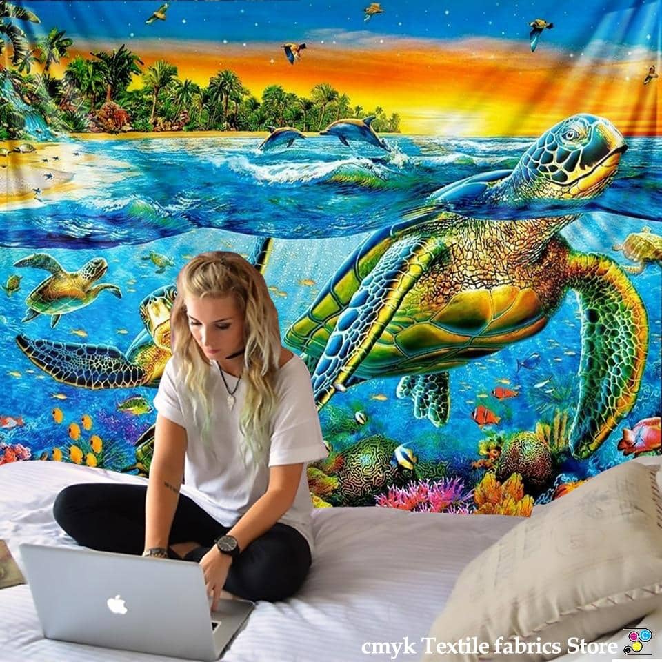Under The Sea Turtle Festival Tapestry-Decorative Tapestries