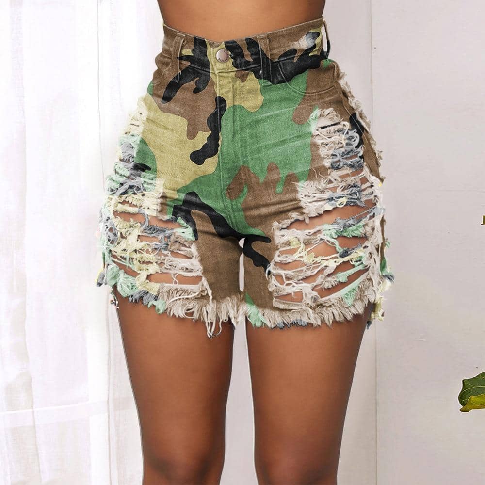 Tie Dye Denim Ripped Shorts-Festival Wear
