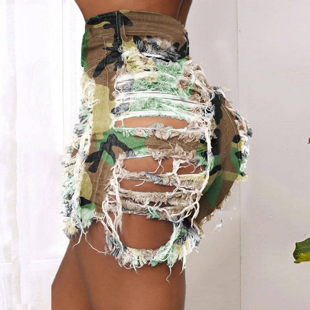 Tie Dye Denim Ripped Shorts-Festival Wear