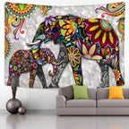 Psychedelic Flower Elephant Tapestry-