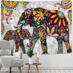 Psychedelic Flower Elephant Tapestry-