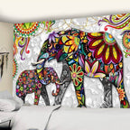 Psychedelic Flower Elephant Tapestry-