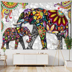 Psychedelic Flower Elephant Tapestry-